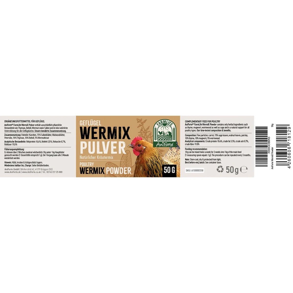 AniForte® WermiX Powder - For Poultry 50g - AniForte UK