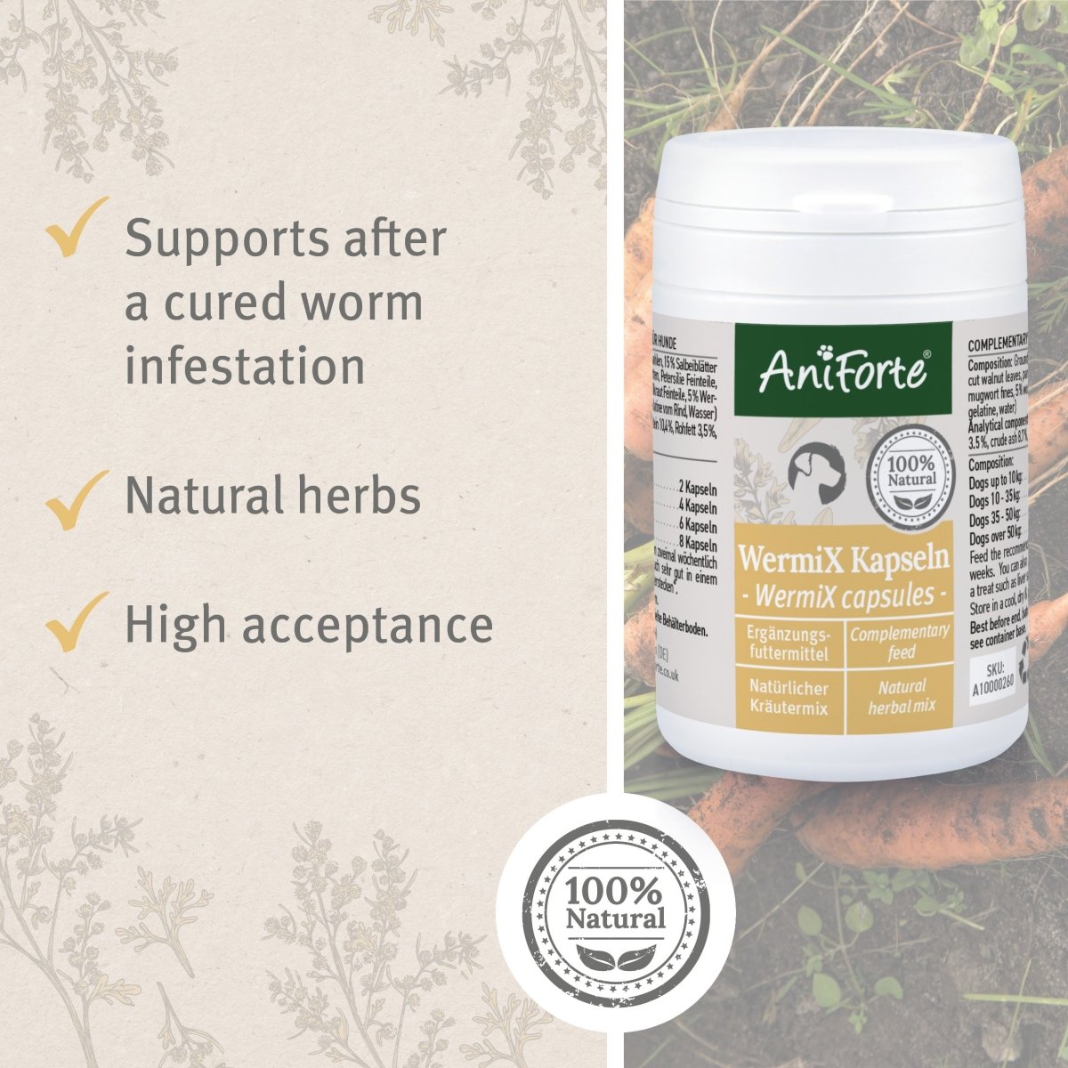 AniForte® WermiX Capsules for Dogs - 50 Capsules - AniForte UK